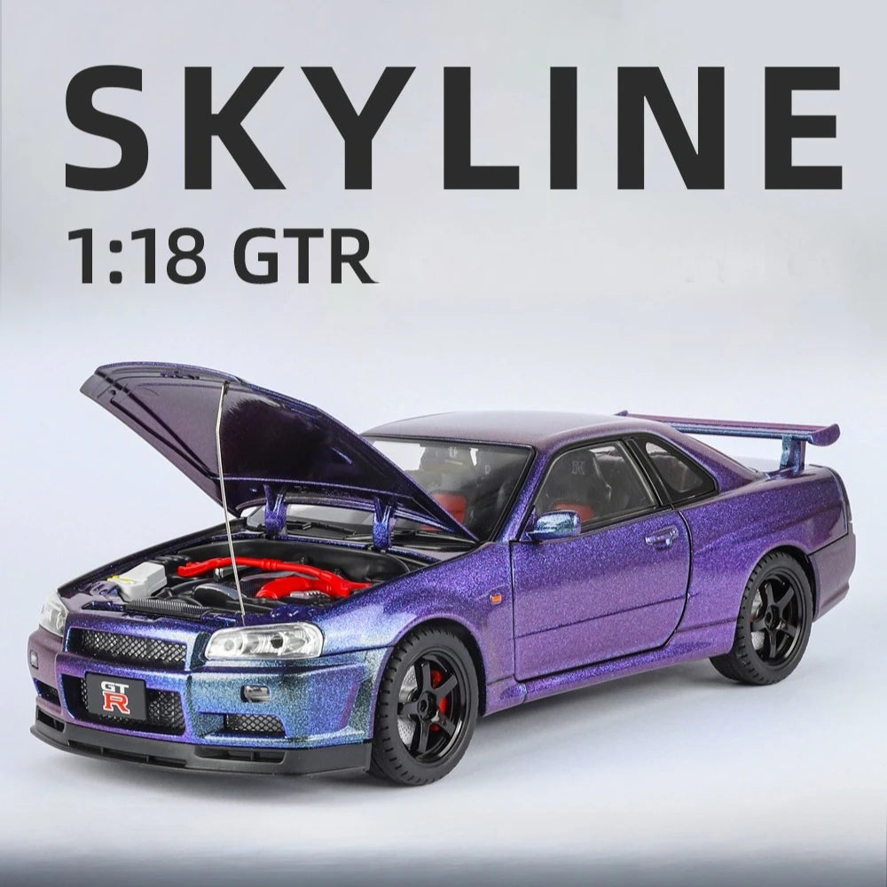 Big Size 1/18 Scale Nissan GT-R R34 Skyline Alloy Car
