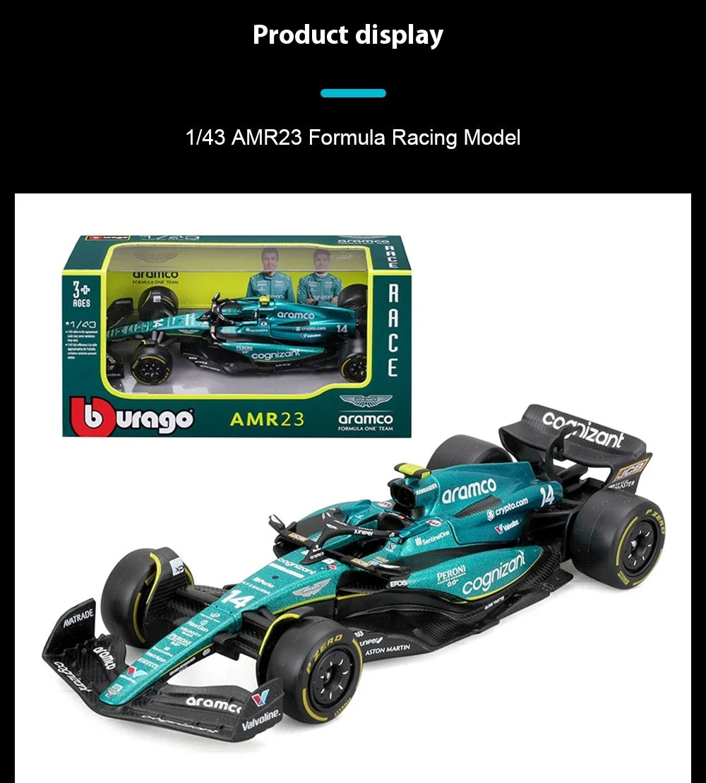 Bburago 2024 1:43 Aston Martin Amr23 F1 Car #14 #18 Rb19 Las Vegas Racing Edition