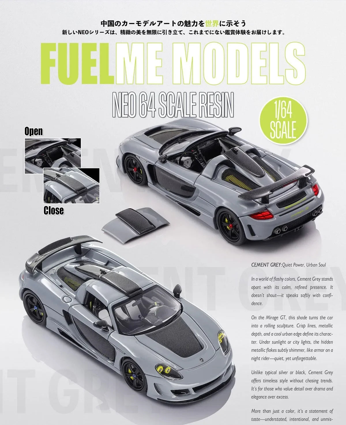 Fuelme 1:64 Matt Carbon MGT Diecast