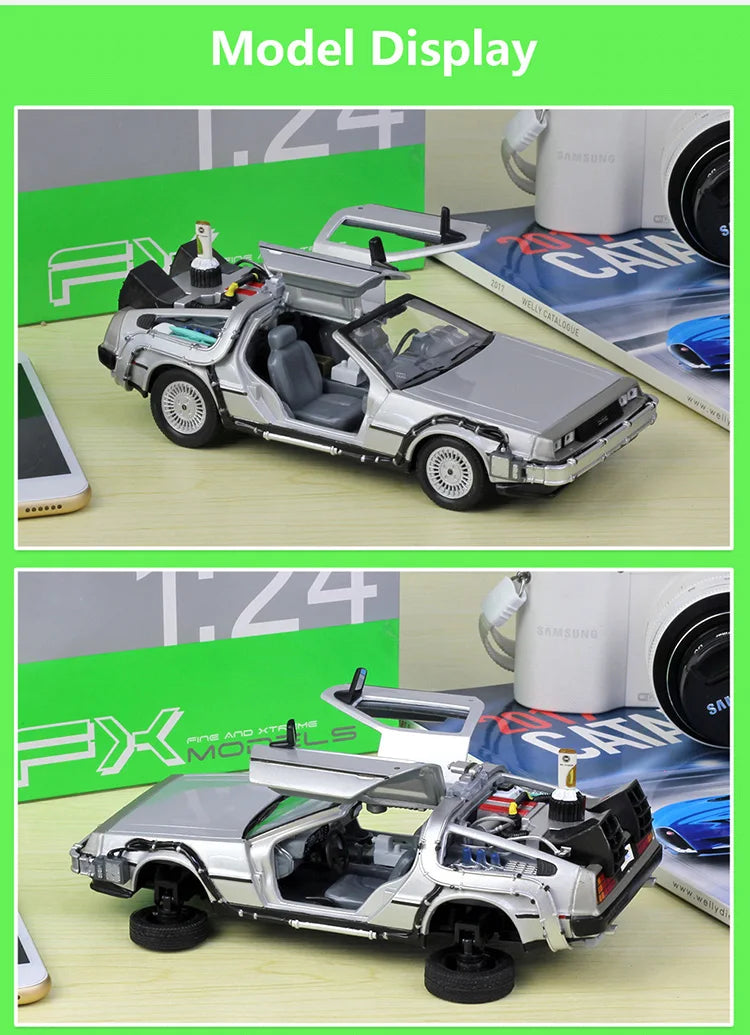 WELLY Diecast 1:24 Scale Model Car Toy DMC-12 For Movie Back to The Future