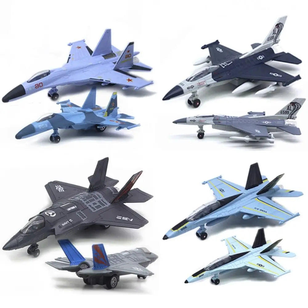 Pullback & Go Jet Rafale Fighter Aircraft Toy with Light Sound Diecast F16 F22 F35