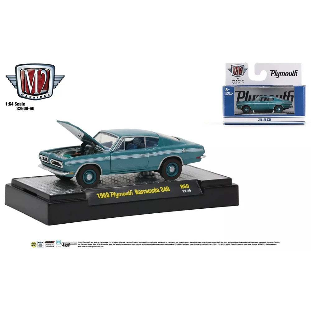 1\64 M2 Machines Alloy Car Model Toys 1:64 AW Bburago 1969 Plymouth Barracuda