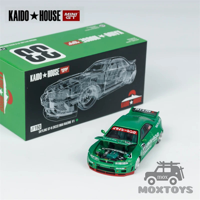 Kaido House x MINI GT 1:64 Skyline GT-R R33 IMAI Racing V1 Green Diecast Model Car
