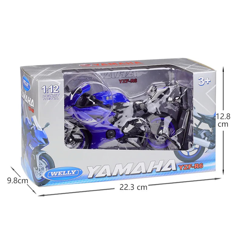 WELLY 1/12 Yamaha YZF-R6 Die Cast Motorcycle Model Toy Vehicle Collection Autobike Shork-Absorber Off Road Autocycle Toys Car