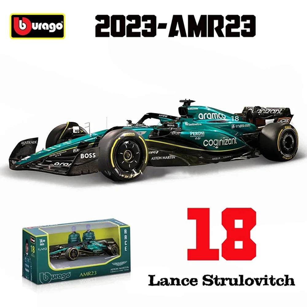 New Product Bburago 1:43 2023 Aston Martin Amr23 F1 Bburago Formula Racing Amr23 Diecast Model Alloy Luxury Vehicle Car Kid Toy