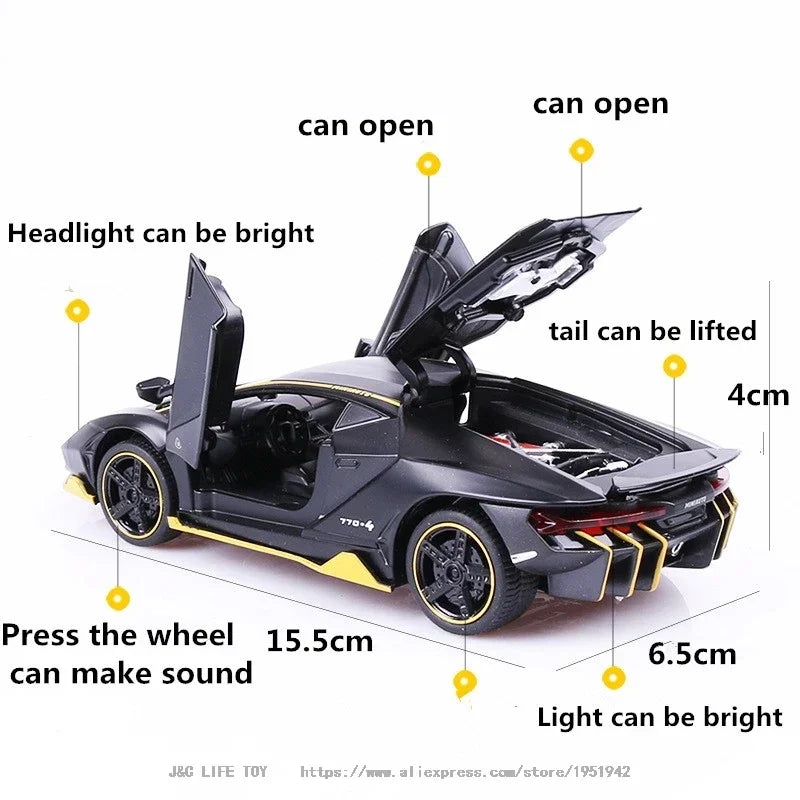 1:32 Lamborghini LP770 750 Alloy Sports Car Model Diecasts & Toy Vehicles Sound Light Super Racing Lifting Tail Pull Car Toy