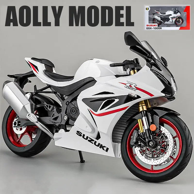 1:9 Suzuki GSX-1000R Alloy Racing Motorcycle Model Simulation Diecast Metal Street Sports Motorcycle Model Sound Light Kids Gift