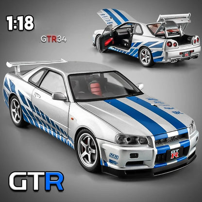 Big Size 1/18 Scale Nissan GT-R R34 Skyline Alloy Car
