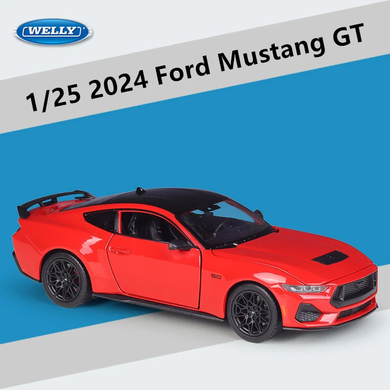 Welly 1:24 2024 Ford Mustang GT Shelby Alloy Sports Car Model Diecasts Metal Racing Car Vehicles Model Simulation Kids Toys Gift