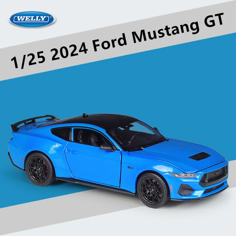Welly 1:24 2024 Ford Mustang GT Shelby Alloy Sports Car Model Diecasts Metal Racing Car Vehicles Model Simulation Kids Toys Gift