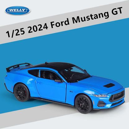 Welly 1:24 2024 Ford Mustang GT Shelby Alloy Sports Car Model Diecasts Metal Racing Car Vehicles Model Simulation Kids Toys Gift
