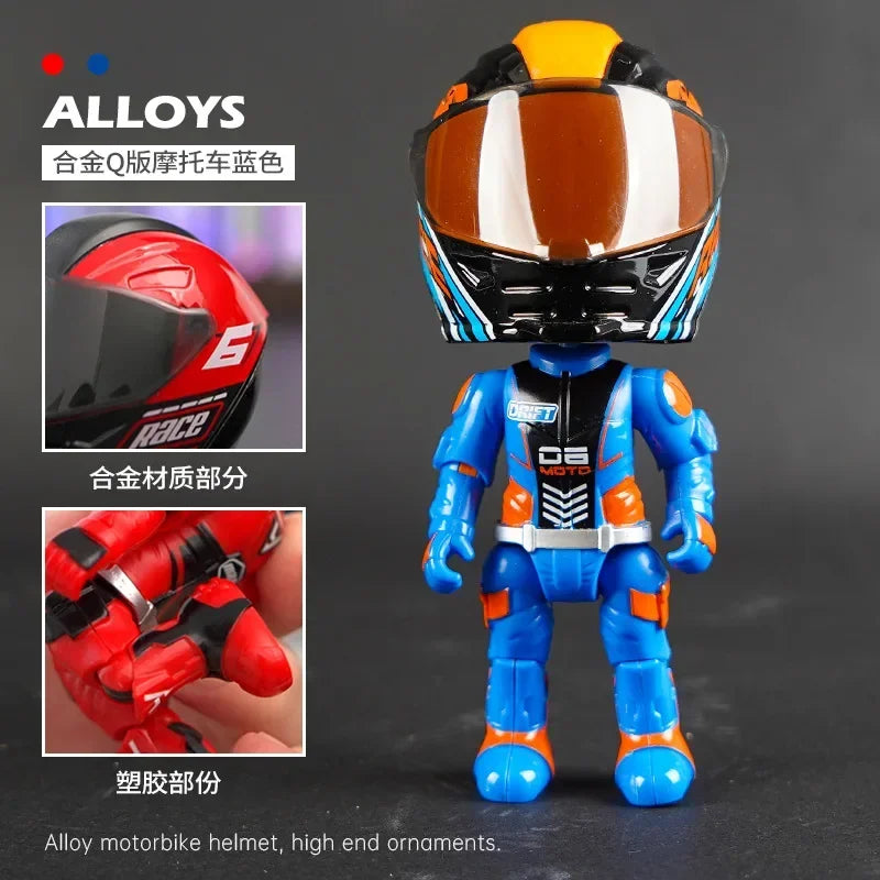Simulation Motorcycle Rider Alloy Deformation Doll Helmet Doll Doll Desktop Furnishings Model Children's Gifts for Men