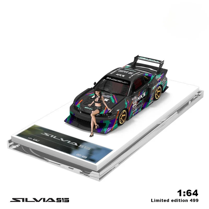 TIME MICRO 1:64 S15-HKS Painting Alloy Car Model Model Car Collection& Display& Gift ﻿