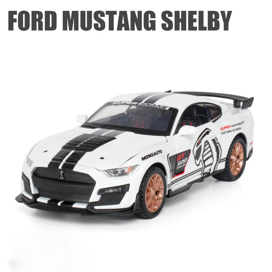 1:32 High Simulation Supercar Ford Mustang Shelby GT350 Car Model Alloy Pull Back Kid Toy Car 4 Open Door Children's Gifts GT500