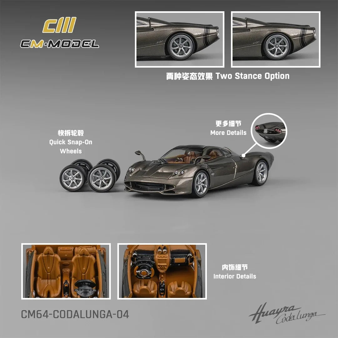 CM Model 1/64 Pagani Codalunga Long-tail grey Alloy Simulation car model