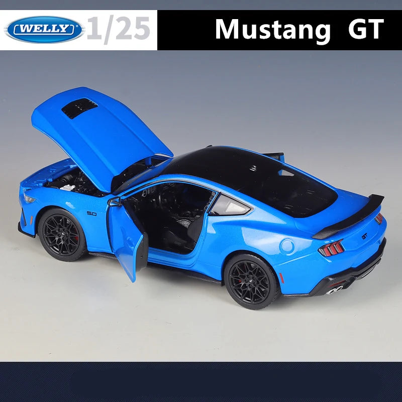 Welly 1:24 2024 Ford Mustang GT Shelby Alloy Sports Car Model Diecasts Metal Racing Car Vehicles Model Simulation Kids Toys Gift