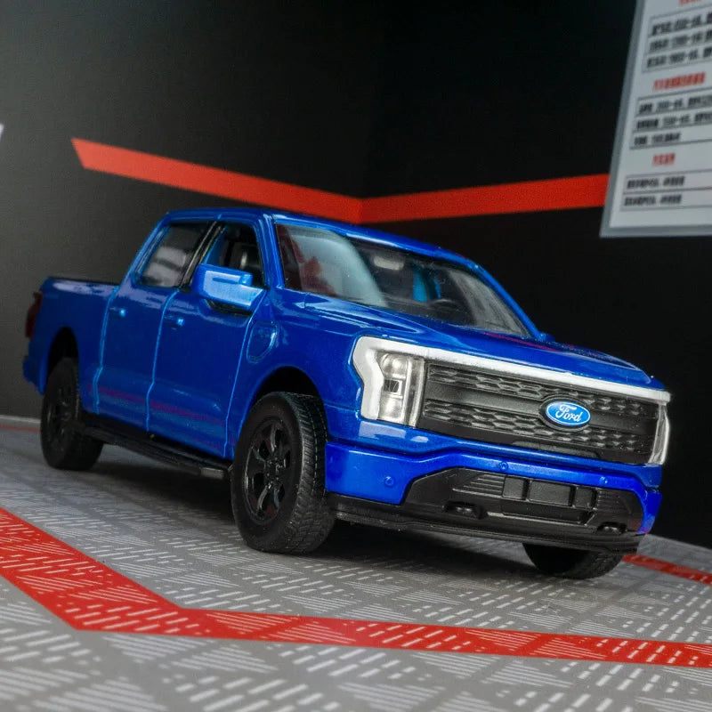 1:36 Ford F150 new energy 2022 alloy car model pull back acousto-optic pickup off-road vehicle children's toy car birthday gift