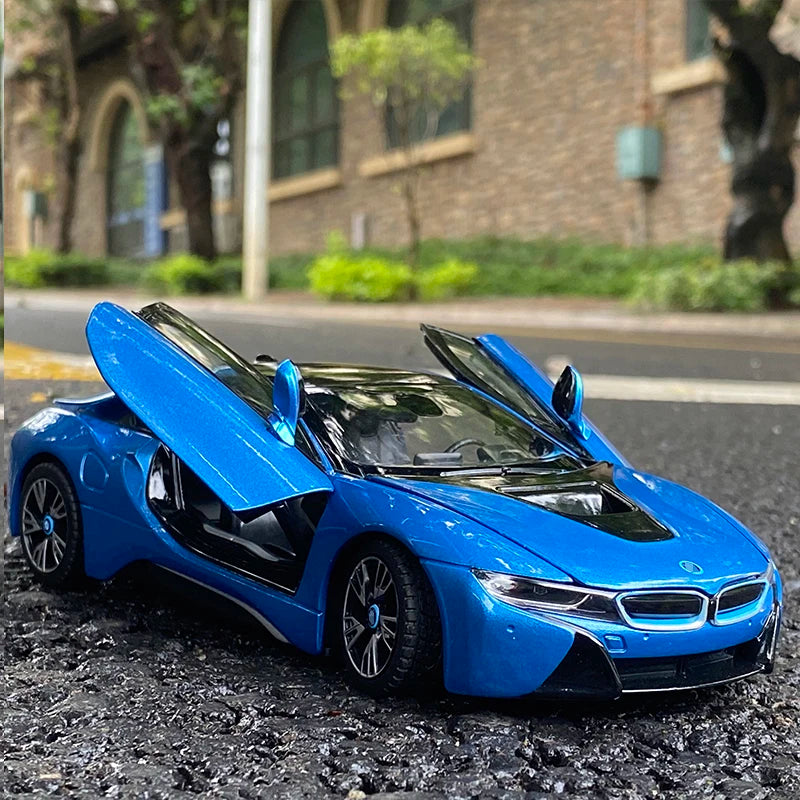 Free delivery 1:24 I8 Supercar alloy car model Diecasts & Toy Vehicles Collect gifts Non-remote control type transport toy