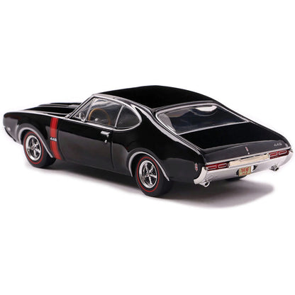 IXO Models 1/43 Diecast Oldsmobile 442 W-30 DCD 1970 Ebony Black with Red Stripes for Collectors