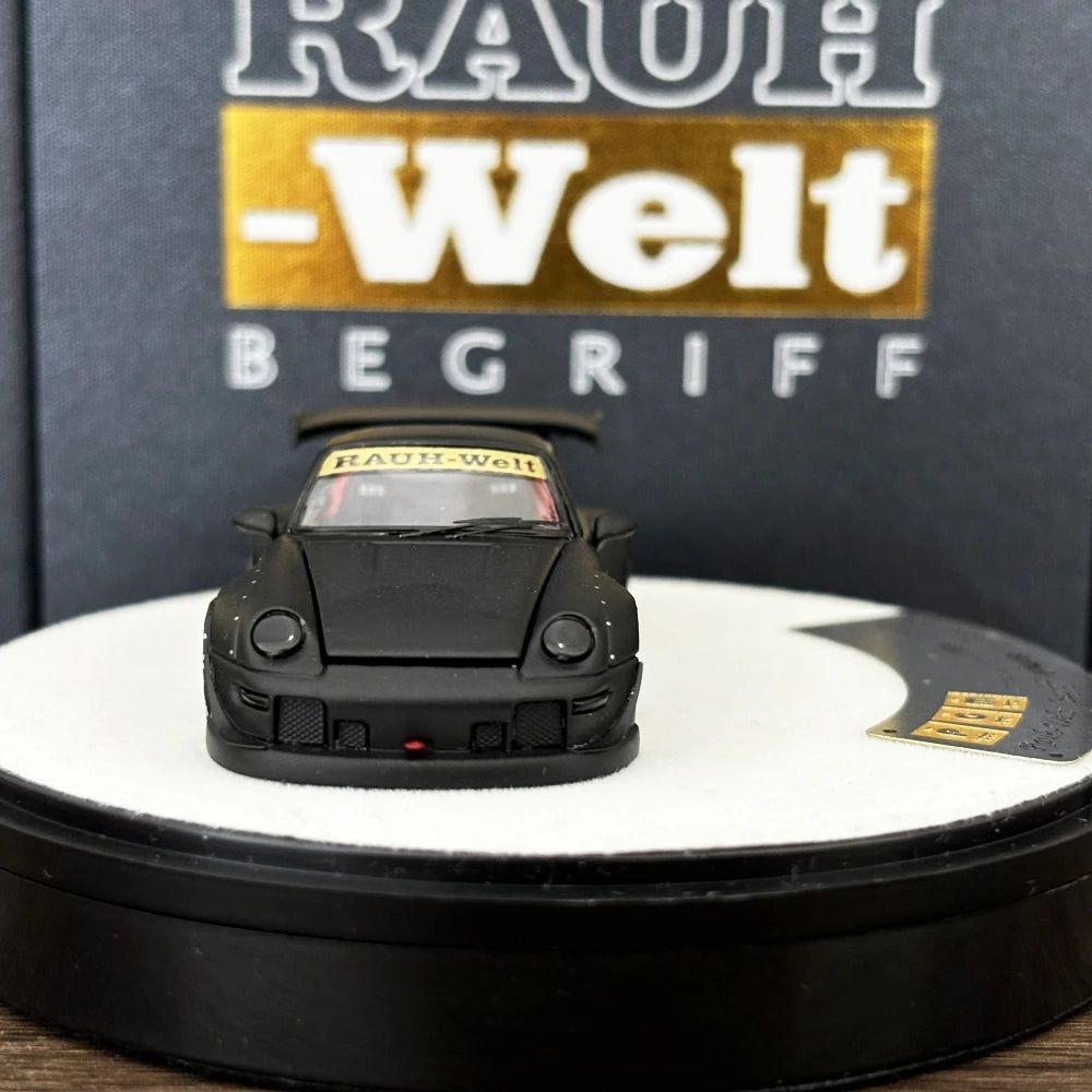 PGM 1:64 RWB993 Matte Black Color Full Open Diecast Model Car