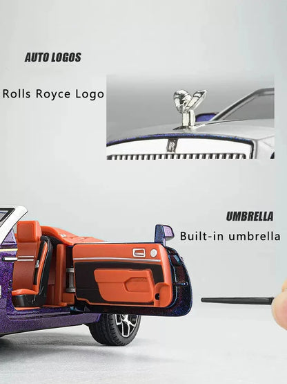 1:24 Rolls Royce Dawn Car Model Simulation Alloy Convertible Sports Car Sound And Light Pull Back Toy Car Boy Collection Gift