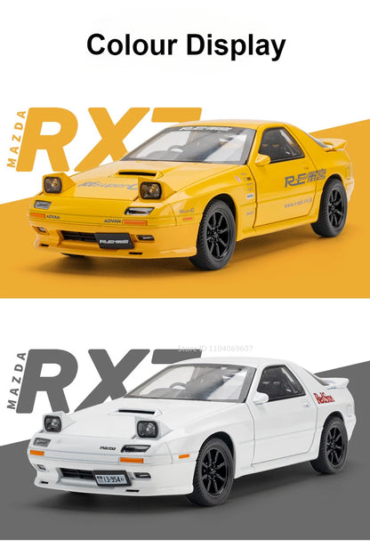 1:24 Initial D RX7-FC Street Car Model Miniature Toys Diecast Metal Shock Absorption Supercar Models Toys for Children Gifts