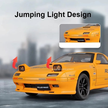 1:24 Initial D RX7-FC Street Car Model Miniature Toys Diecast Metal Shock Absorption Supercar Models Toys for Children Gifts