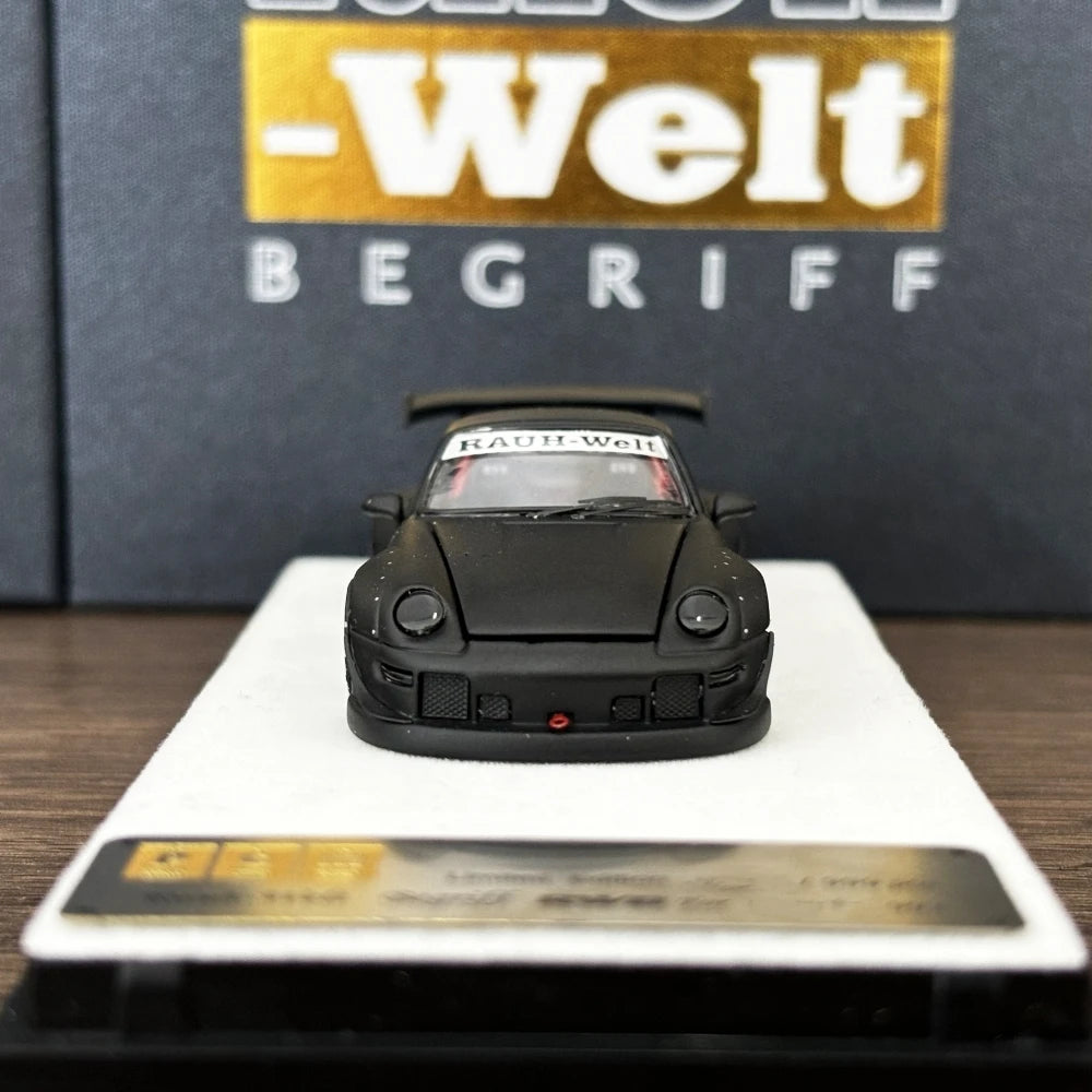PGM 1:64 RWB993 Matte Black Color Full Open Diecast Model Car