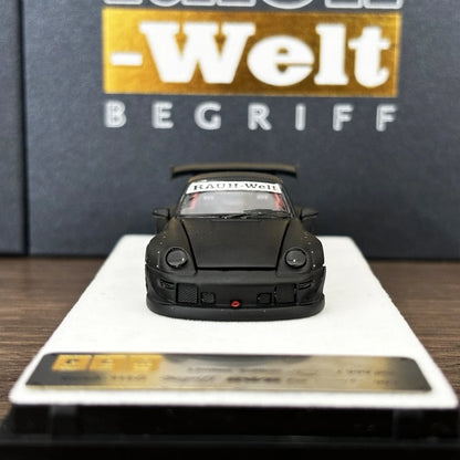 PGM 1:64 RWB993 Matte Black Color Full Open Diecast Model Car