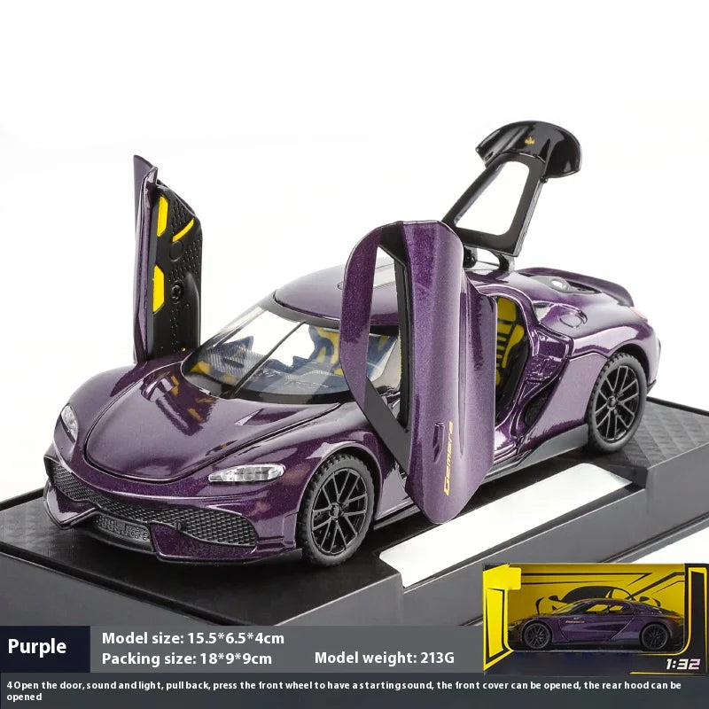 1:32 Gemera GT Super Sports Car Alloy Diecast Model Sound & Light Pull Back Toy Collection Of Hobby Decorative Fine Ornaments