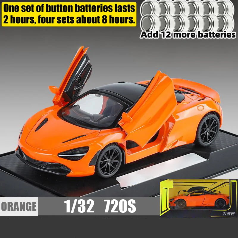 1:32 McLaren 720s Supercar Sports Alloy Diecast Model Car Sound & Light High Simulation Hobby Collection Birthday Gifts For Boy