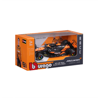 Bburago 1:43 2024 Mclaren MCL38 Miami Monaco F1 Formula Car Die Cast Vehicles Collectible Model Racing Toys