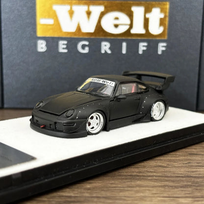 PGM 1:64 RWB993 Matte Black Color Full Open Diecast Model Car