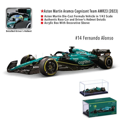 New Product Bburago 1:43  2023 Aston Martin Amr23 F1 Bburago Formula Racing Amr23 Diecast Model Alloy Luxury Vehicle Car Kid Toy