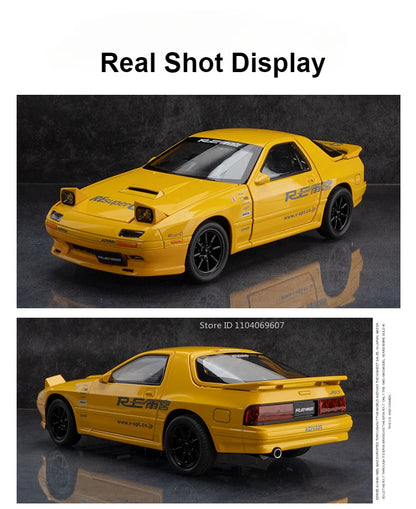 1:24 Initial D RX7-FC Street Car Model Miniature Toys Diecast Metal Shock Absorption Supercar Models Toys for Children Gifts