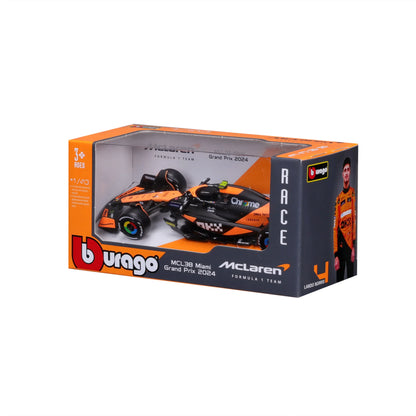 Bburago 1:43 2024 Mclaren MCL38 Miami Monaco F1 Formula Car Die Cast Vehicles Collectible Model Racing Toys