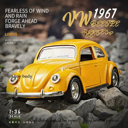 Yellow Beetle Alloy Body Car Model 
 with Openable Doors