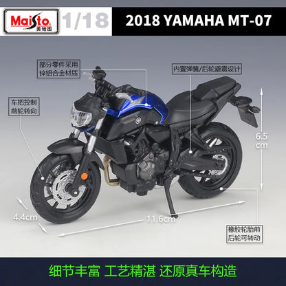 Maisto 1:18 Yamaha 2018 Yamaha Mt-07 Mt07 Mt 07 Diecast Motorcycle Model With Base Toy Gift Display Piece