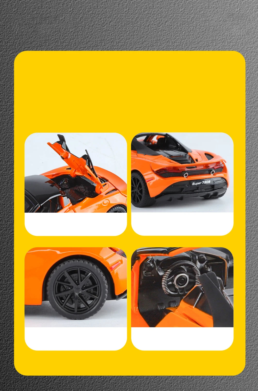 1:32 McLaren 720s Supercar Sports Alloy Diecast Model Car Sound & Light High Simulation Hobby Collection Birthday Gifts For Boy