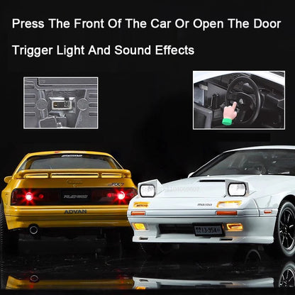 1:24 Initial D RX7-FC Street Car Model Miniature Toys Diecast Metal Shock Absorption Supercar Models Toys for Children Gifts