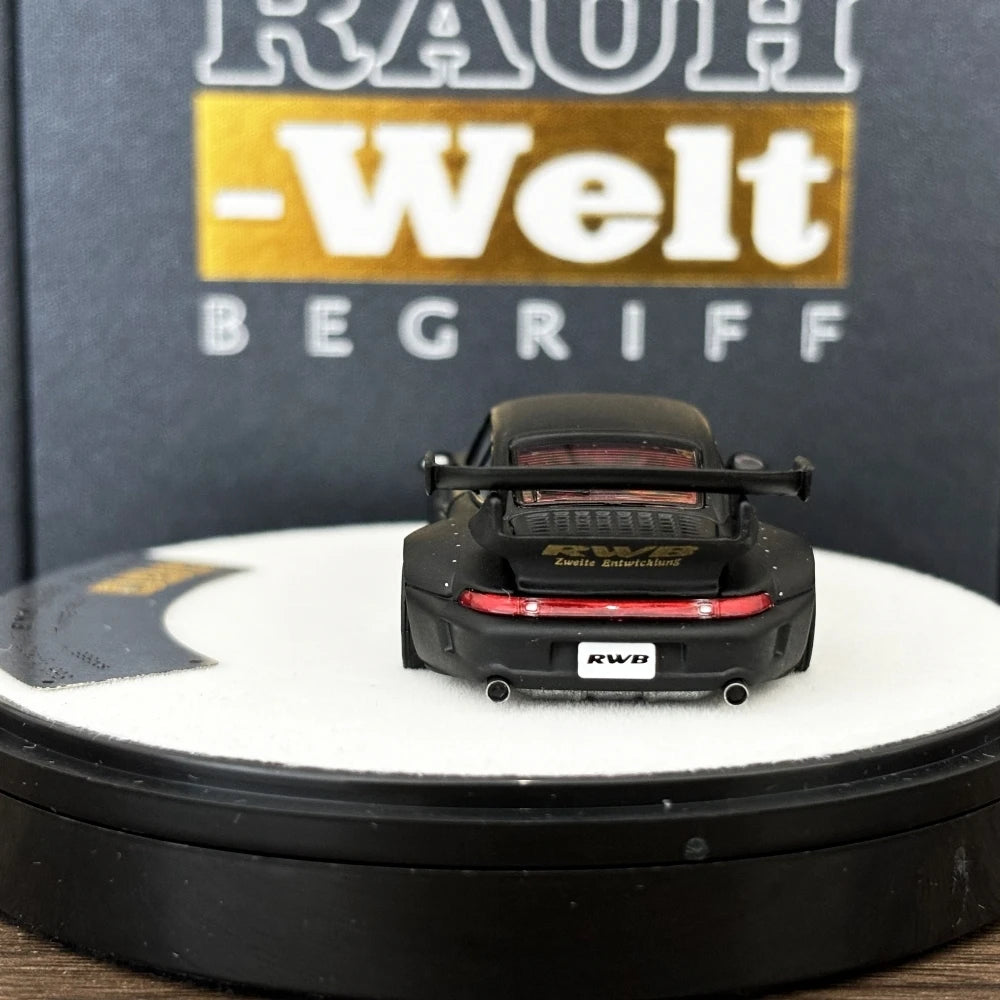 PGM 1:64 RWB993 Matte Black Color Full Open Diecast Model Car
