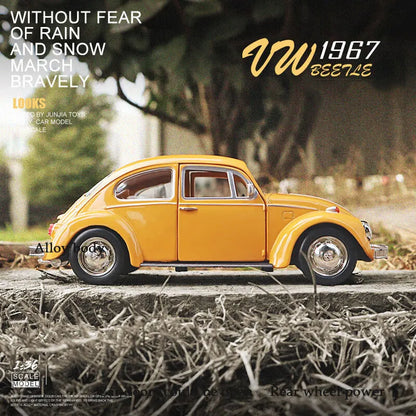 Yellow Beetle Alloy Body Car Model 
 with Openable Doors