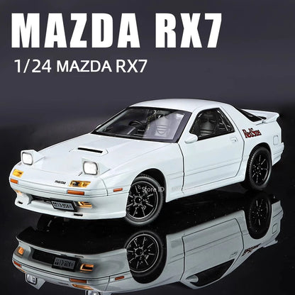 1:24 Initial D RX7-FC Street Car Model Miniature Toys Diecast Metal Shock Absorption Supercar Models Toys for Children Gifts