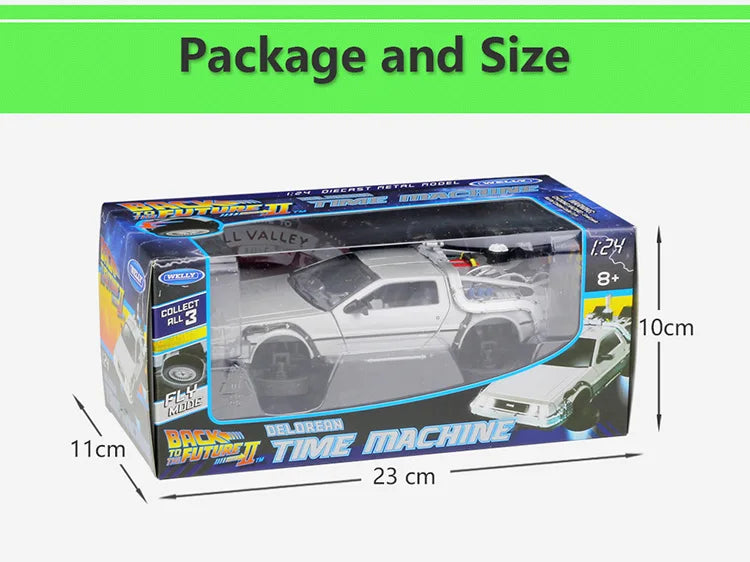 WELLY Diecast 1:24 Scale Model Car Toy DMC-12 For Movie Back to The Future