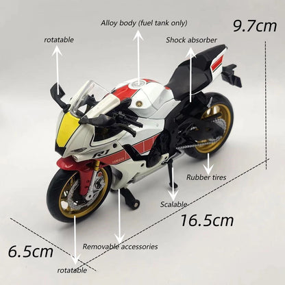 1/12 Scale Yamaha YZF-R1M Motorcycle Alloy Diecast