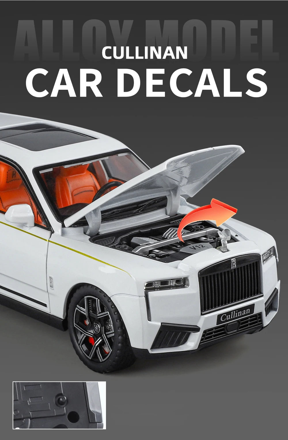 1:24 Rolls Royce Cullinan SUV Alloy Diecast Metal Model Car Pull Back Sound And Light Children's Toy Car Mini GT Miniature Gift