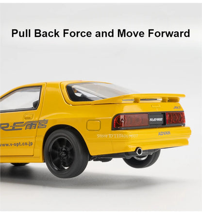 1:24 Initial D RX7-FC Street Car Model Miniature Toys Diecast Metal Shock Absorption Supercar Models Toys for Children Gifts