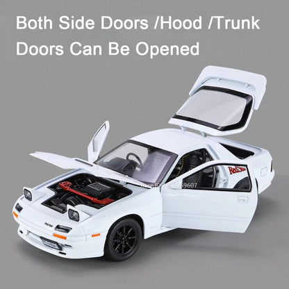 1:24 Initial D RX7-FC Street Car Model Miniature Toys Diecast Metal Shock Absorption Supercar Models Toys for Children Gifts