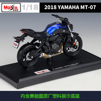 Maisto 1:18 Yamaha 2018 Yamaha Mt-07 Mt07 Mt 07 Diecast Motorcycle Model With Base Toy Gift Display Piece