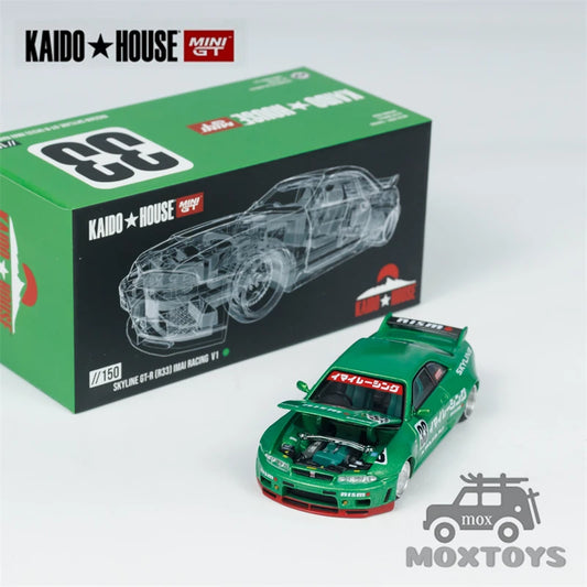 Kaido House x MINI GT 1:64 Skyline GT-R R33 IMAI Racing V1 Green Diecast Model Car